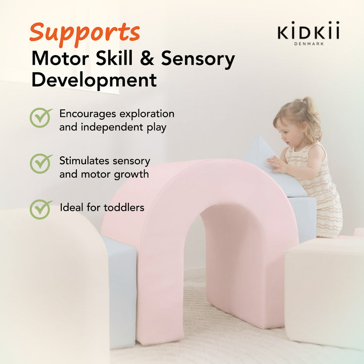 KIDKII Lux Play Set 8-Piece Foam Climbing & Motor Skill Play Kit, Pastel Mix