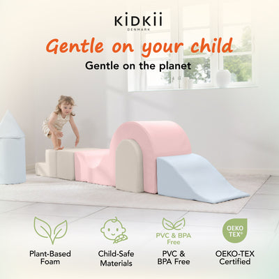 KIDKII Lux Play Set 8-Piece Foam Climbing & Motor Skill Play Kit, Pastel Mix - VMInnovations