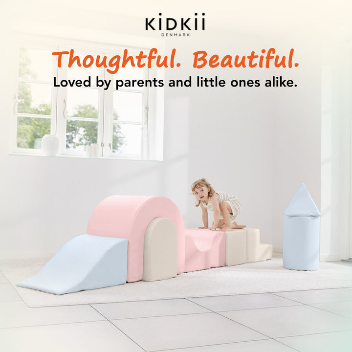 KIDKII Lux Play Set 8-Piece Foam Climbing & Motor Skill Play Kit, Pastel Mix