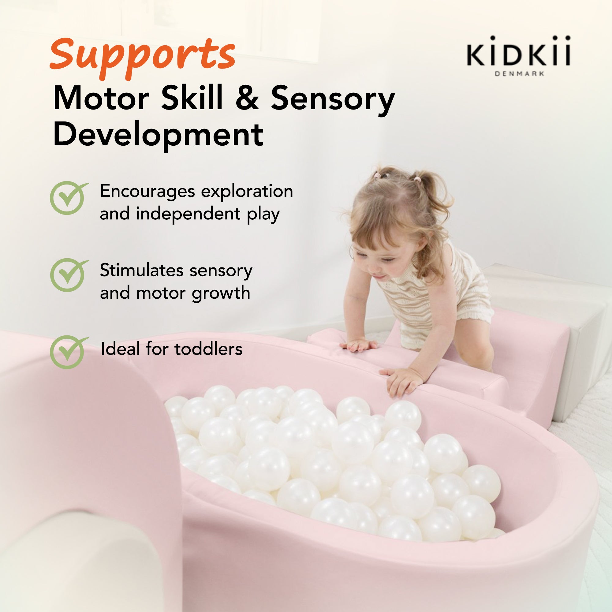 KIDKII Lux Play Set 9-Piece Foam Climbing and Ball Pit for Toddlers, Pastel Mix - VMInnovations