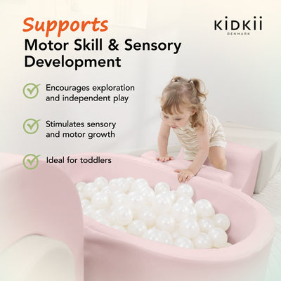 KIDKII Lux Play Set 9-Piece Foam Climbing and Ball Pit for Toddlers, Pastel Mix - VMInnovations