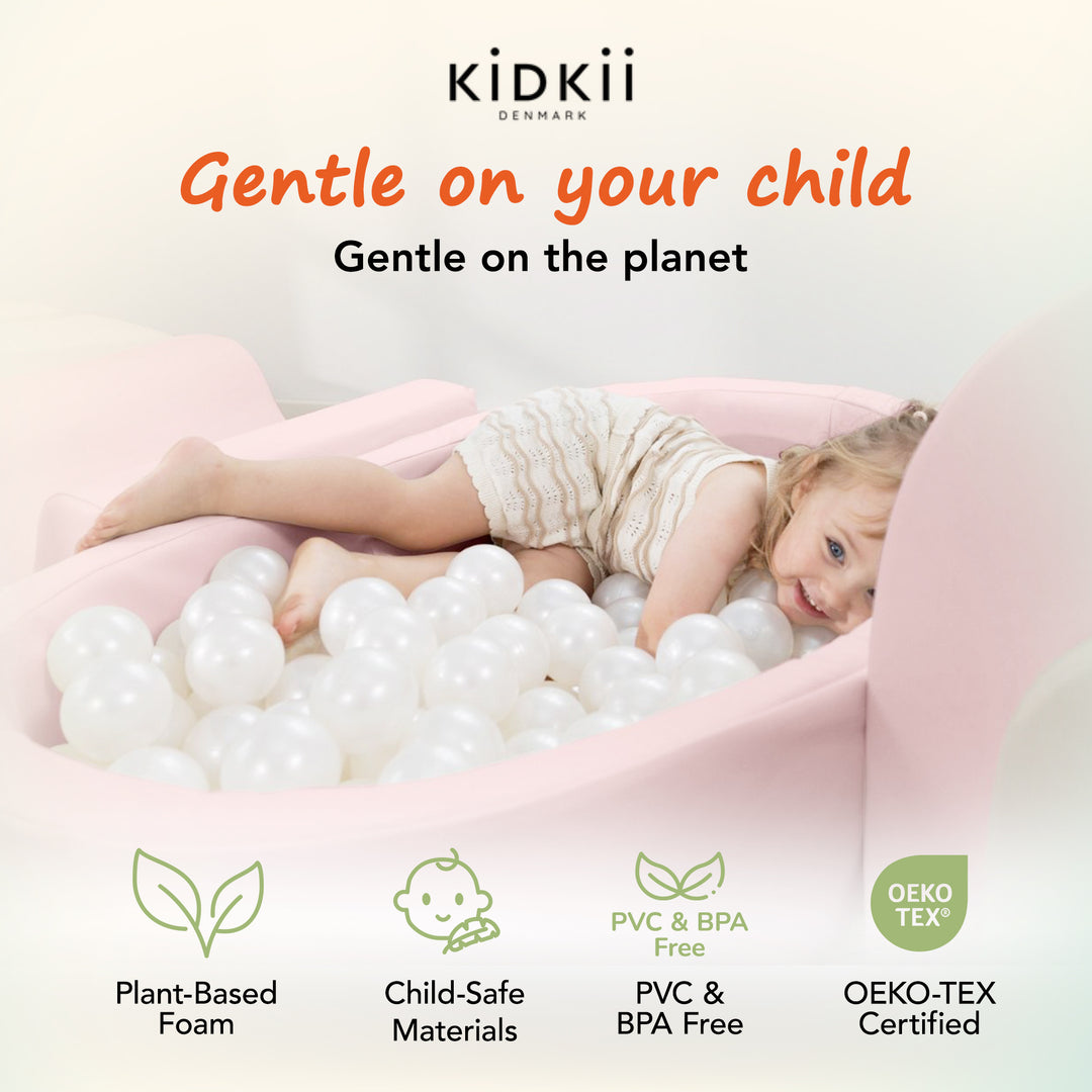 KIDKII Lux Play Set 9-Piece Foam Climbing and Ball Pit for Toddlers, Pastel Mix