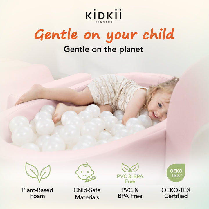 KIDKII Lux Play Set 9-Piece Foam Climbing and Ball Pit for Toddlers, Pastel Mix