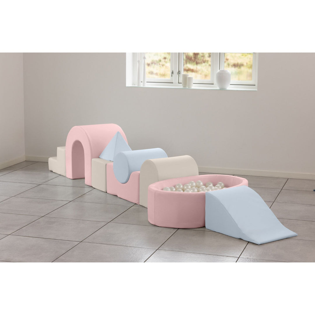 KIDKII Lux Play Set 8-Piece Foam Climbing and Ball Pit for Toddlers, Pastel Mix