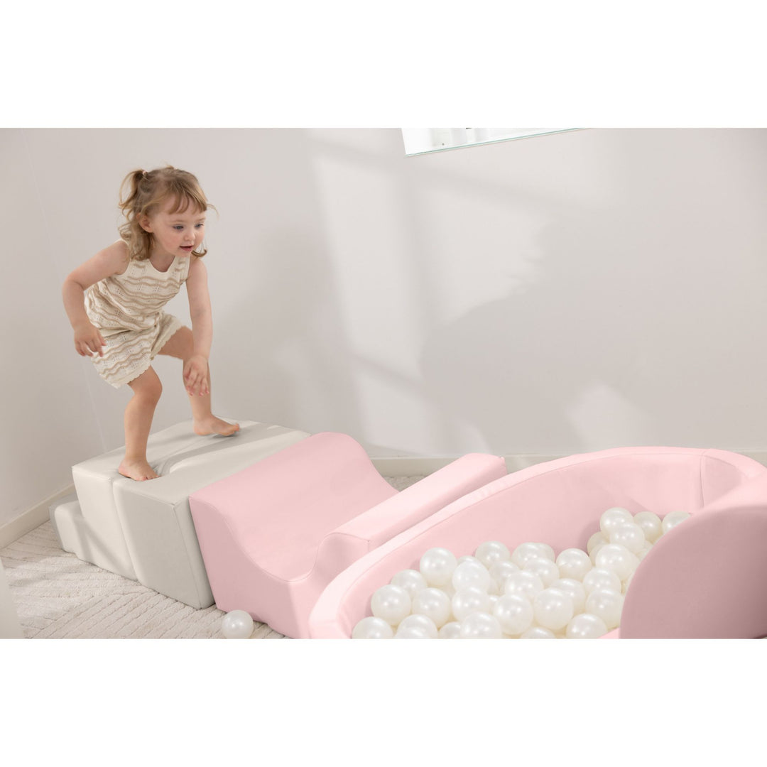 KIDKII Lux Play Set 8-Piece Foam Climbing and Ball Pit for Toddlers, Pastel Mix