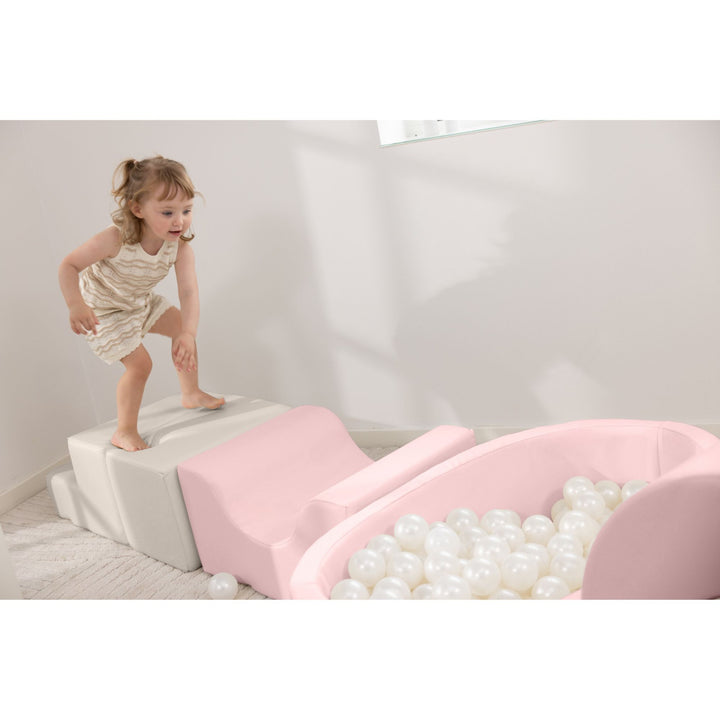 KIDKII Lux Play Set 8-Piece Foam Climbing and Ball Pit for Toddlers, Pastel Mix