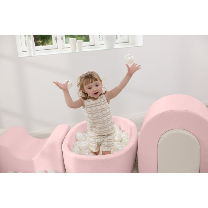 KIDKII Lux Play Set 8-Piece Foam Climbing and Ball Pit for Toddlers, Pastel Mix