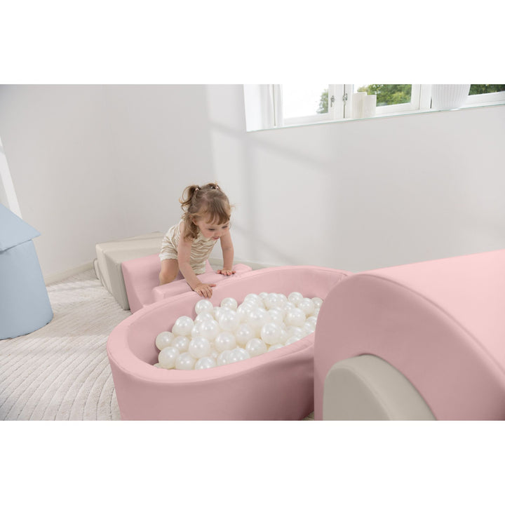 KIDKII Lux Play Set 8-Piece Foam Climbing and Ball Pit for Toddlers, Pastel Mix