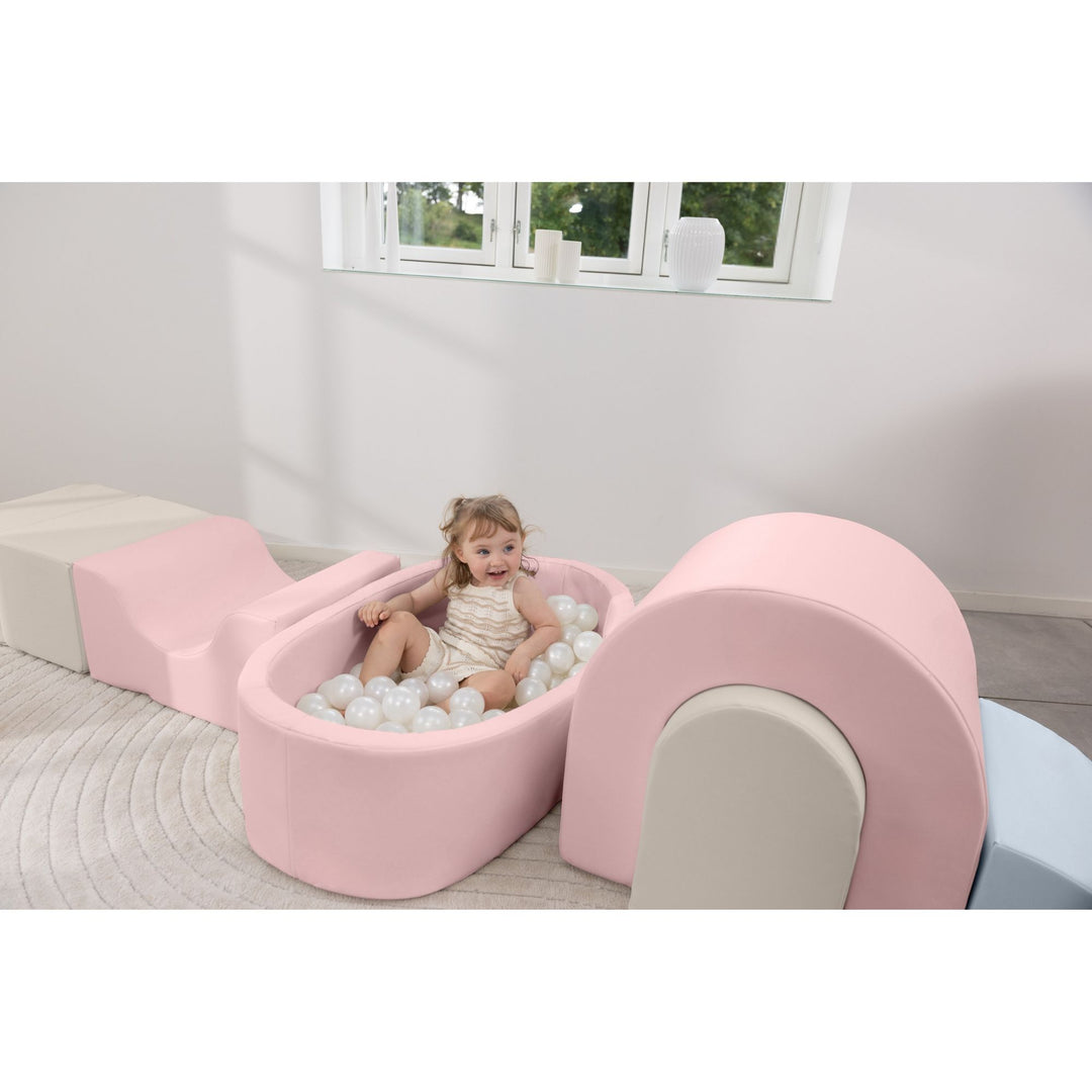 KIDKII Lux Play Set 8-Piece Foam Climbing and Ball Pit for Toddlers, Pastel Mix