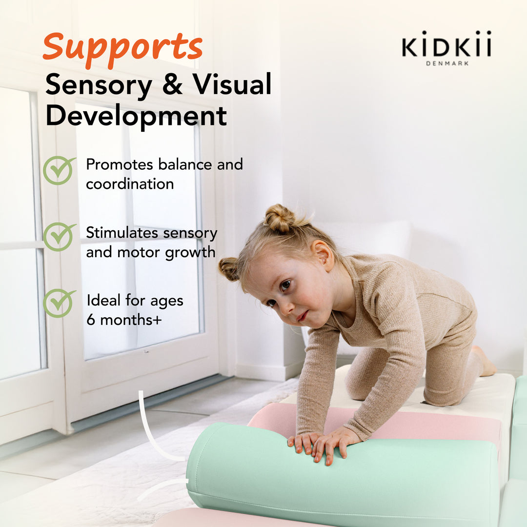 KIDKII 6 Piece Mirror Soft Play Foam Climbing Sensory Blocks Toddler Toy, Pastel