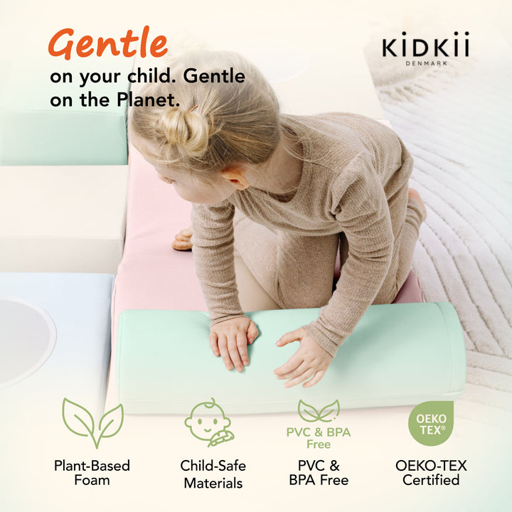 KIDKII 6 Piece Mirror Soft Play Foam Climbing Sensory Blocks Toddler Toy, Pastel