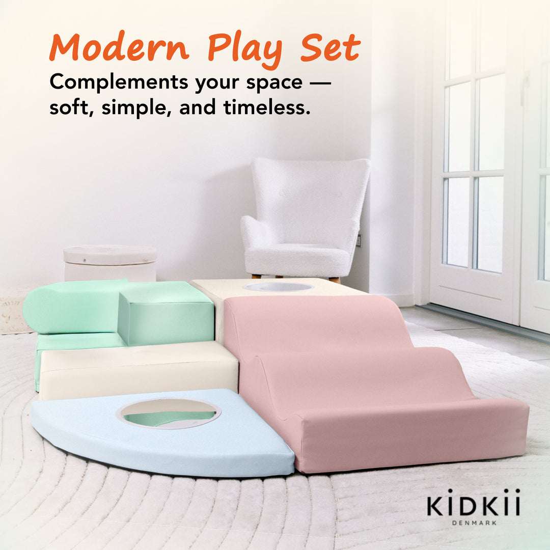 KIDKII 6 Piece Mirror Soft Play Foam Climbing Sensory Blocks Toddler Toy, Pastel