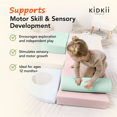 KIDKII 6 Piece Mirror Soft Play Foam Climbing Sensory Blocks Toddler Toy, Pastel - VMInnovations