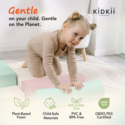KIDKII 6 Piece Mirror Soft Play Foam Climbing Sensory Blocks Toddler Toy, Pastel - VMInnovations