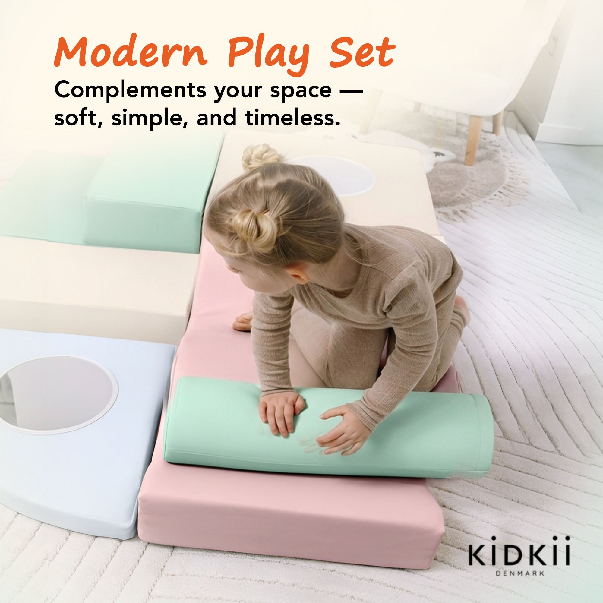 KIDKII 6 Piece Mirror Soft Play Foam Climbing Sensory Blocks Toddler Toy, Pastel - VMInnovations