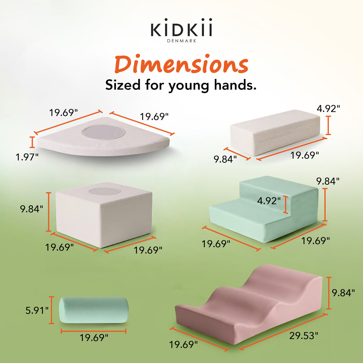 KIDKII 6 Piece Mirror Soft Play Foam Climbing Sensory Blocks , Pastel (Open Box)