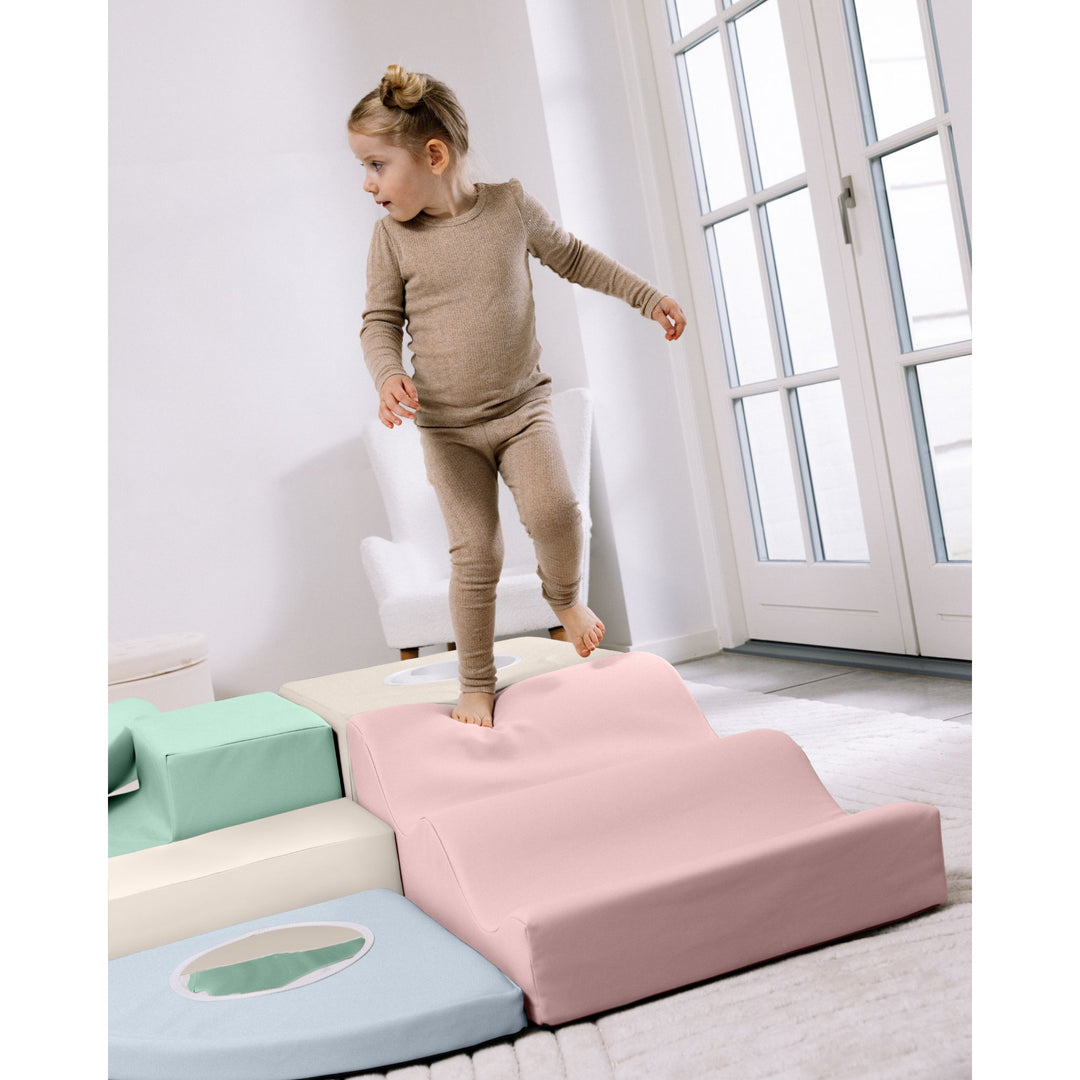 KIDKII 6 Piece Mirror Soft Play Foam Climbing Sensory Blocks Toddler Toy, Pastel