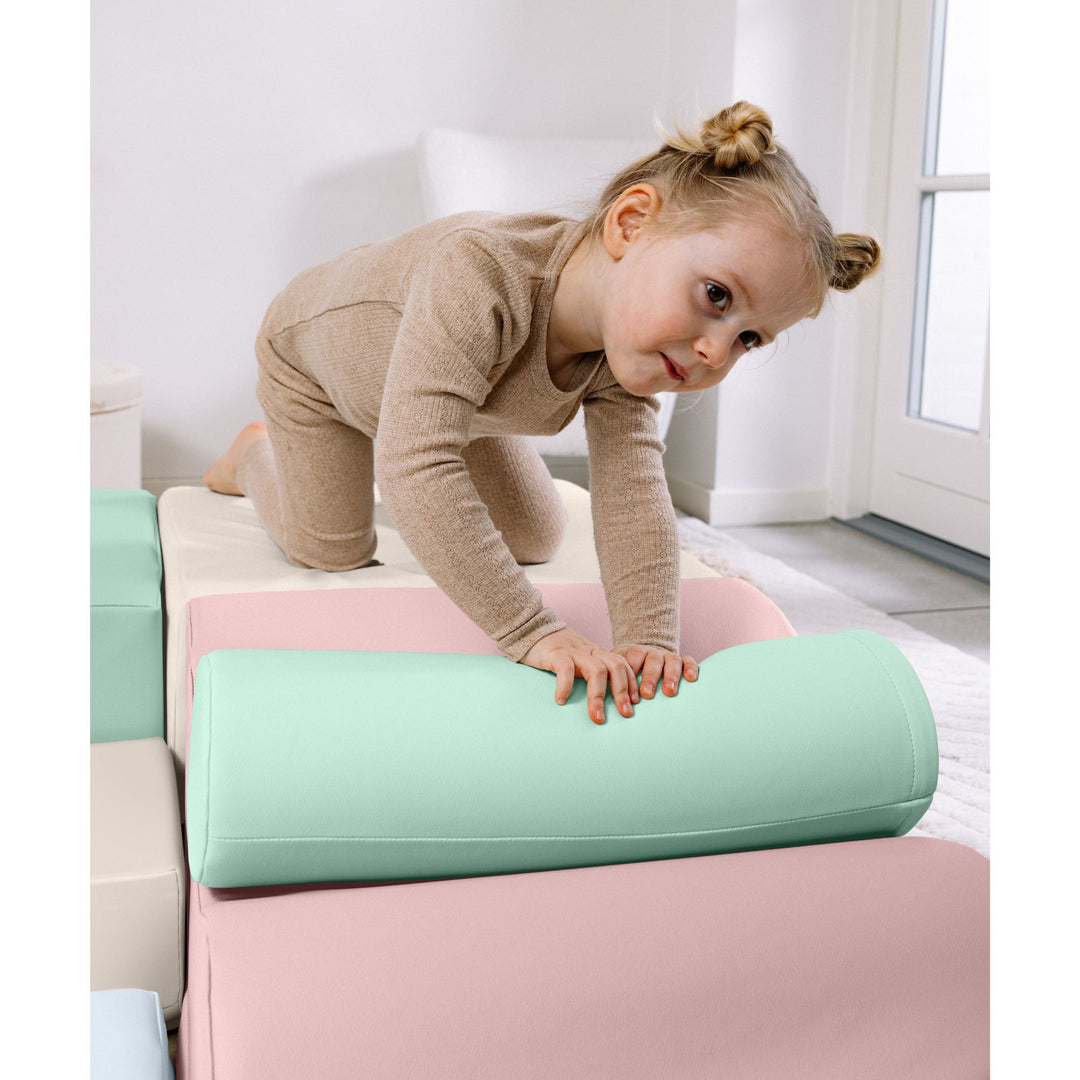 KIDKII 6 Piece Mirror Soft Play Foam Climbing Sensory Blocks Toddler Toy, Pastel