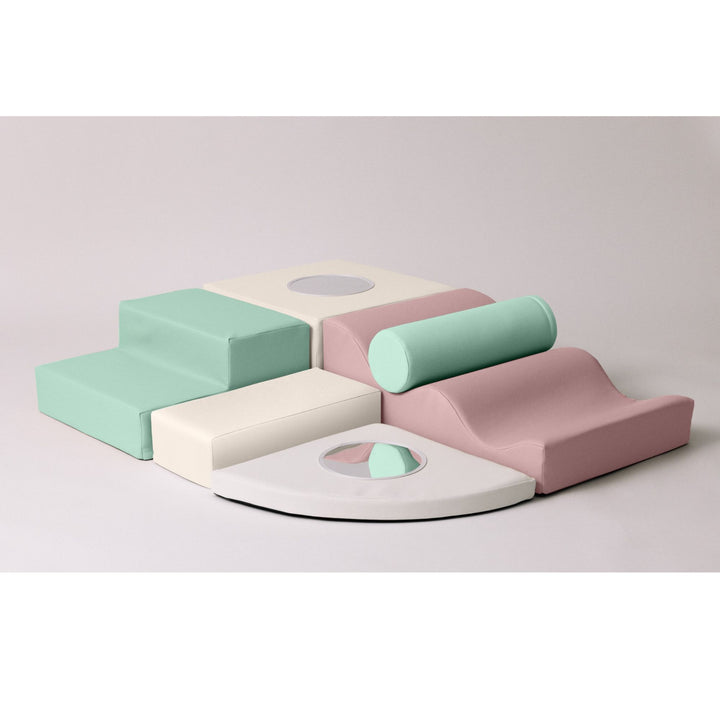 KIDKII 6 Piece Mirror Soft Play Foam Climbing Sensory Blocks Toddler Toy, Pastel