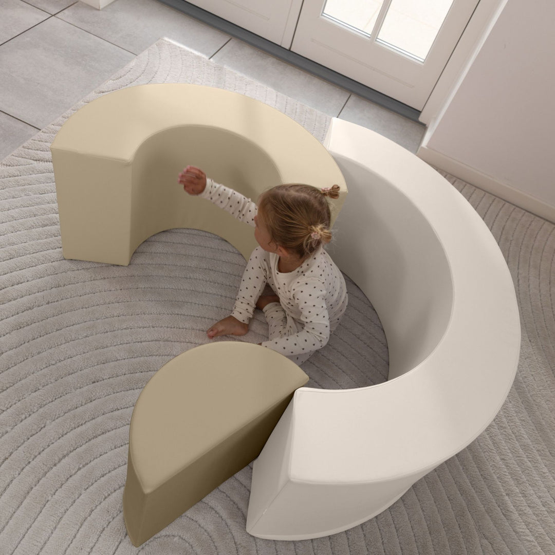 KIDKII Rainbow Classic Foam Play Blocks, Indoor Climber Set for Toddlers, Beige