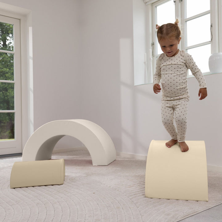 KIDKII Rainbow Classic Foam Play Blocks, Indoor Climber Set for Toddlers, Beige