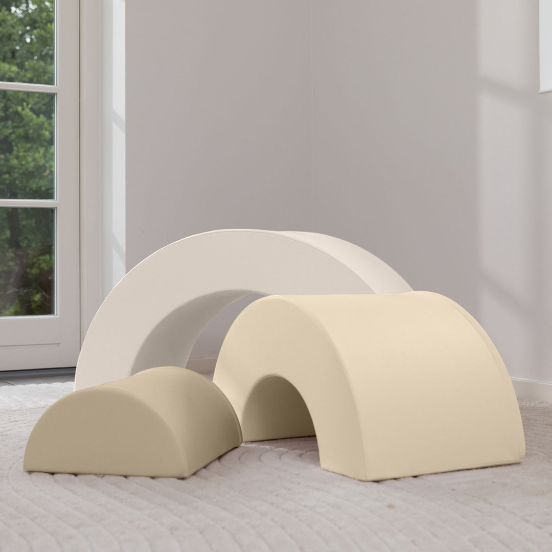 KIDKII Rainbow Classic Foam Play Blocks, Indoor Climber Set for Toddlers, Beige