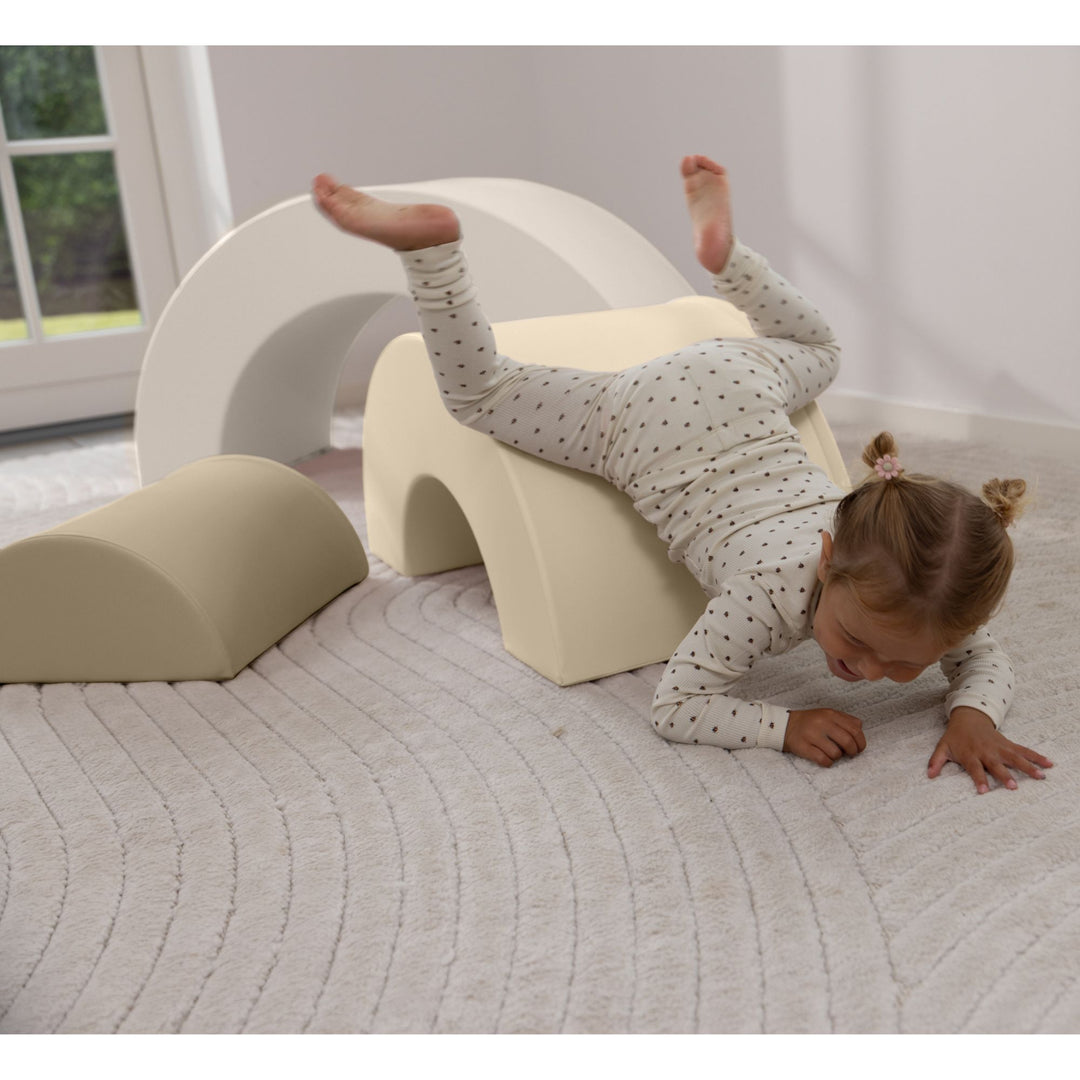 KIDKII Rainbow Classic Foam Play Blocks, Indoor Climber Set for Toddlers, Beige