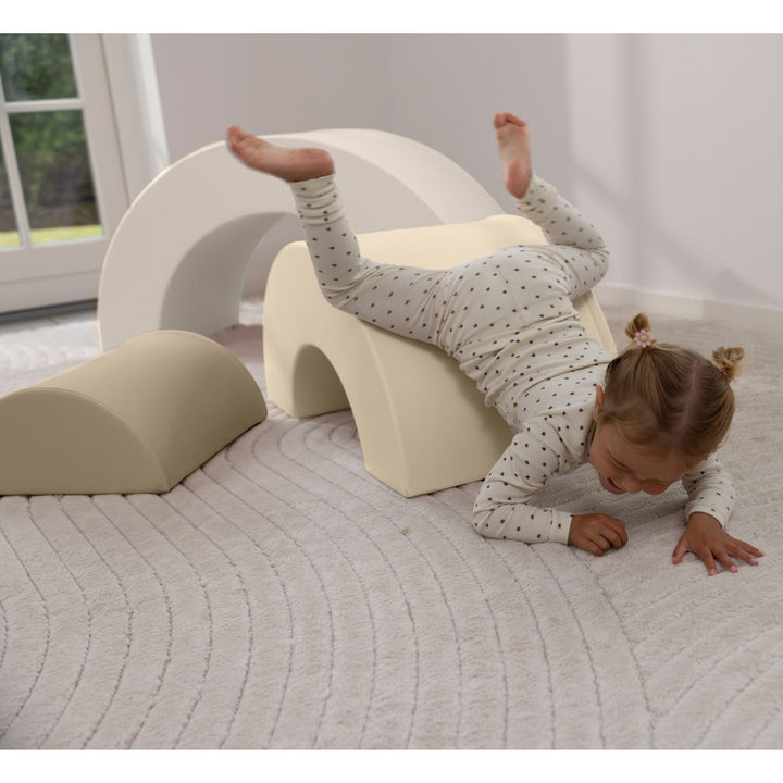 KIDKII Rainbow Classic Foam Play Blocks, Indoor Climber Set for Toddlers, Beige