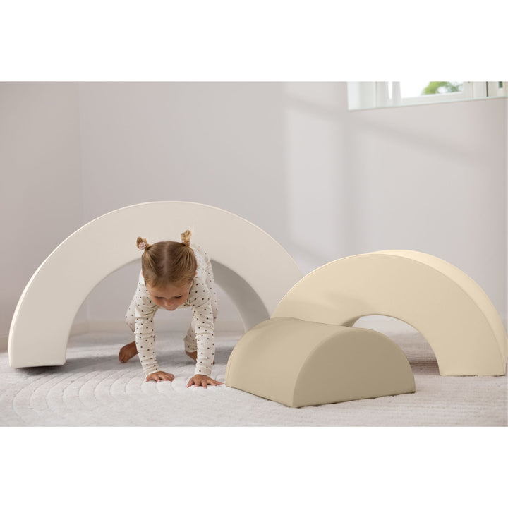 KIDKII Rainbow Classic Foam Play Blocks, Indoor Climber Set for Toddlers, Beige