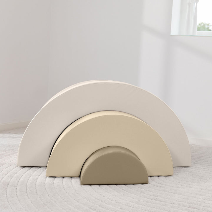 KIDKII Rainbow Classic Foam Play Blocks, Indoor Climber Set for Toddlers, Beige