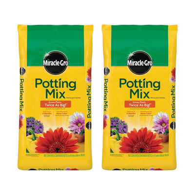 Miracle-Gro 2 Pack Potting Mix, Container Plants, Flowers, Vegetables, 2 Cu Ft