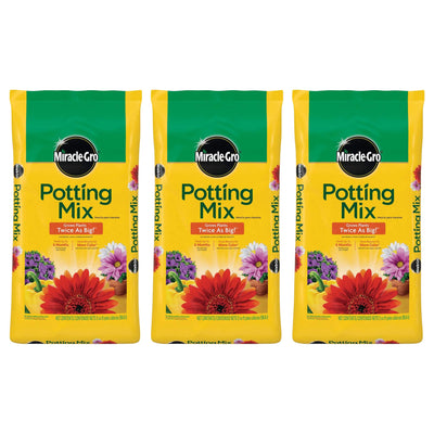 Miracle-Gro 3 Pack Potting Mix, Container Plants, Flowers, Vegetables, 2 Cu Ft