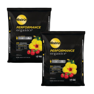 Miracle-Gro 2 Pack Organic Container Mix Garden Soil, Quick Release Fertilizer