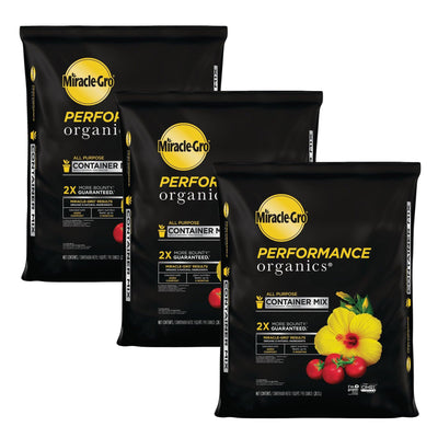 Miracle-Gro 3 Pack Organic Container Mix Garden Soil, Quick Release Fertilizer