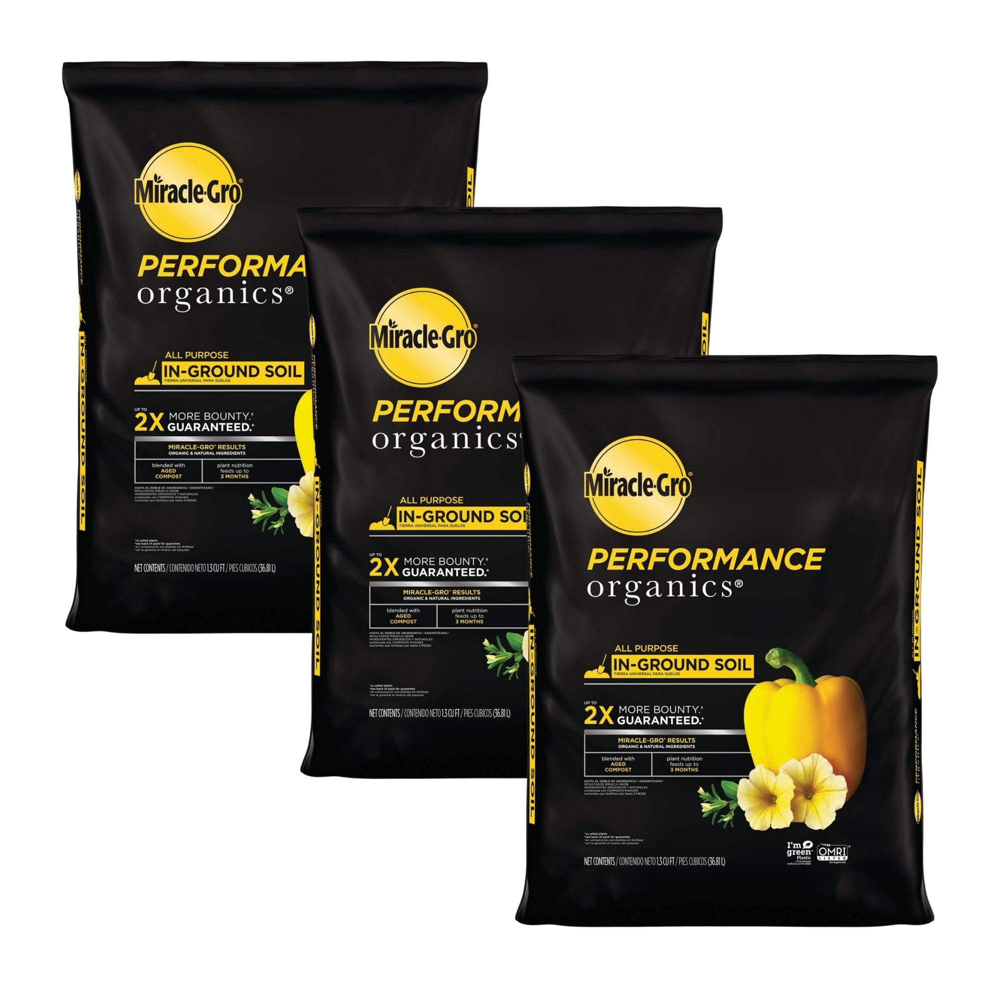 Miracle-Gro 3 Pack Organic Inground Garden Soil Quick Release Natural Fertilizer