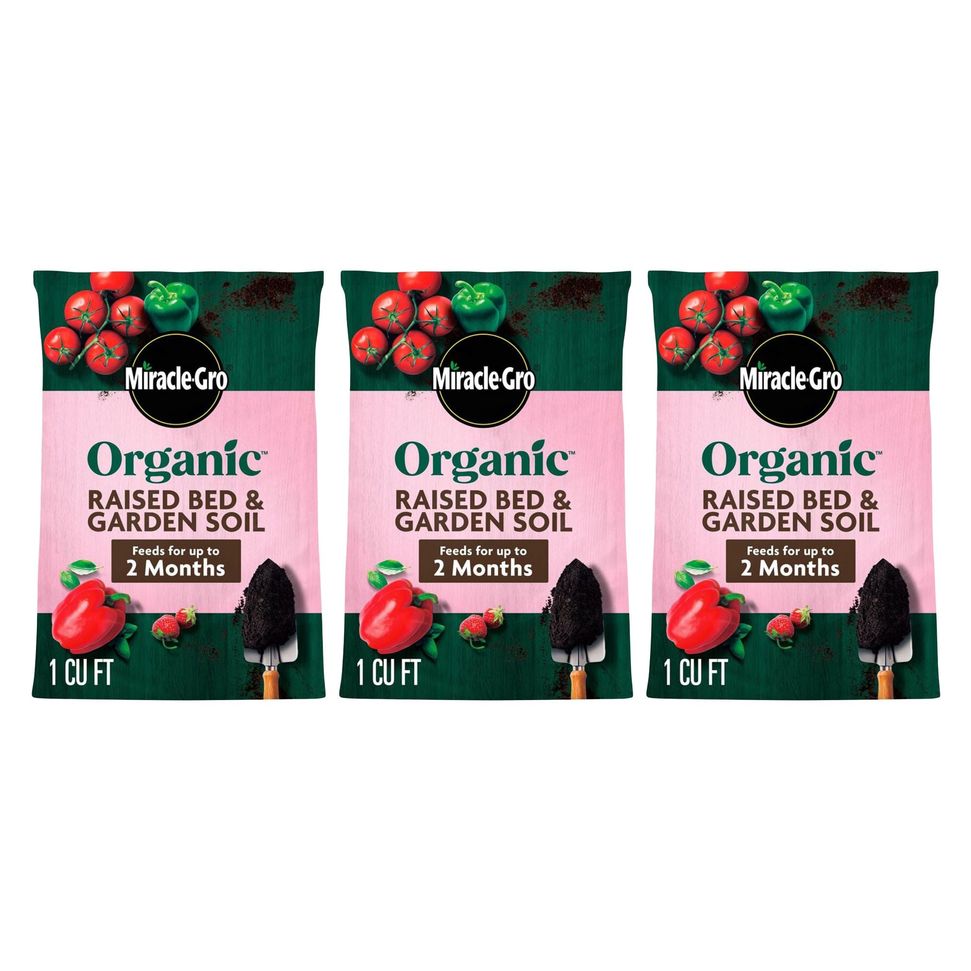 Miracle-Gro 3 Pack Organic Raised Bed Garden Soil and Quick Release Fertilizer