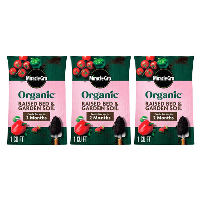 Miracle-Gro 3 Pack Organic Raised Bed Garden Soil and Quick Release Fertilizer