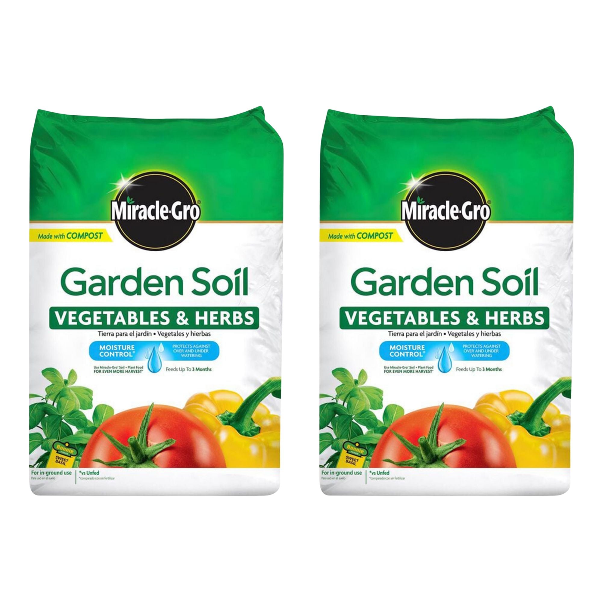 Miracle-Gro 2 Pack Garden Soil In-Ground Vegetable and Herb Gardening, 1.5 Cu Ft