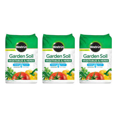 Miracle-Gro 3 Pack Garden Soil In-Ground Vegetable and Herb Gardening, 1.5 Cu Ft