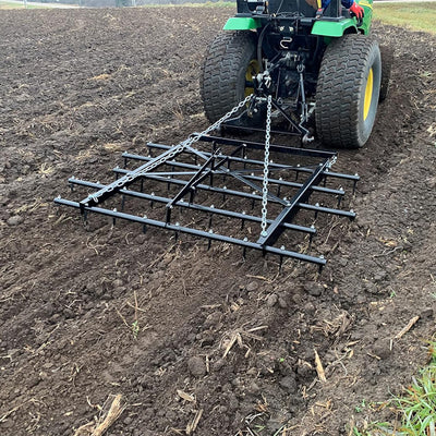 Field Tuff Spike Drag, Durable Tow-Behind Steel for Compact Tractors, 72", Black