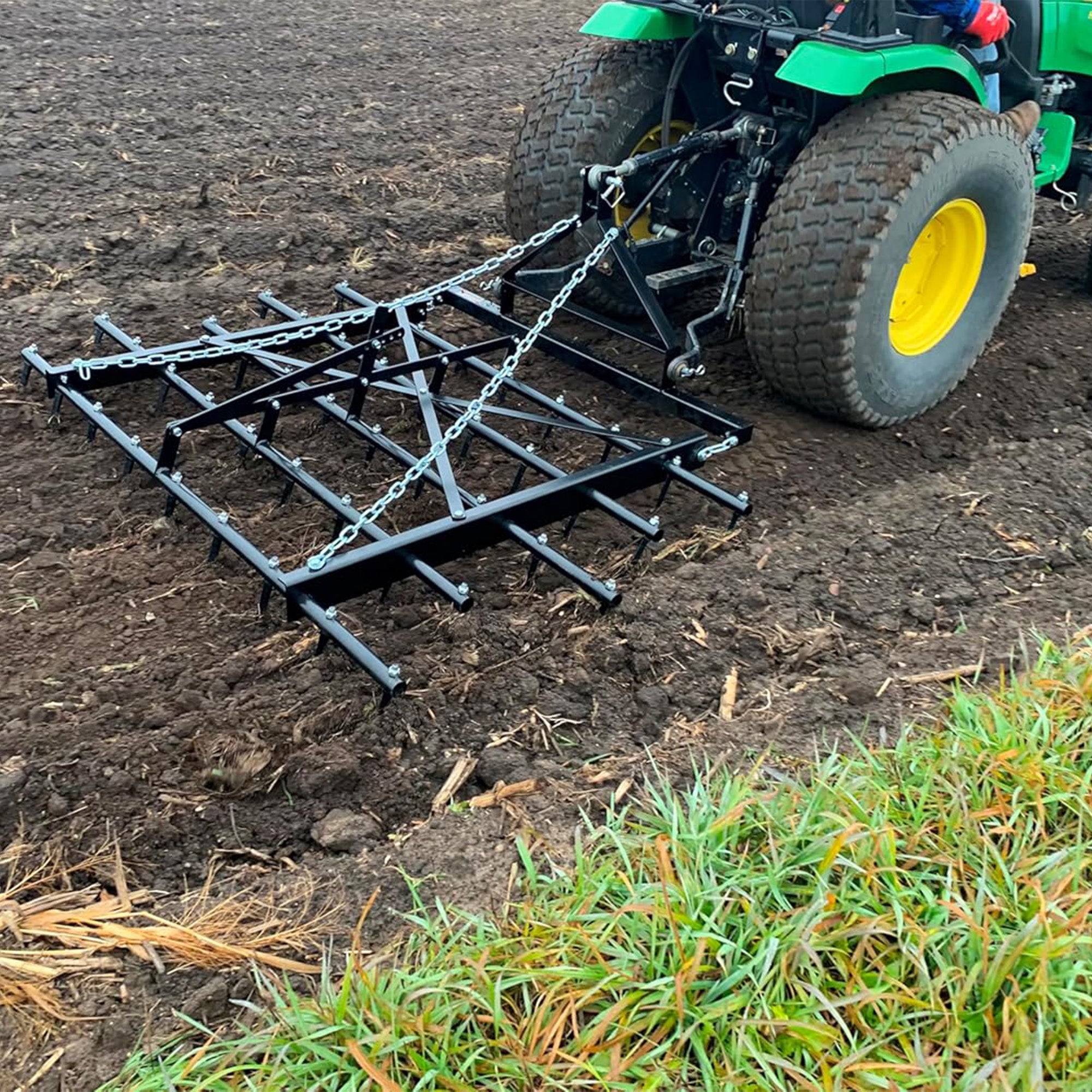 Field Tuff Spike Drag, Durable Tow-Behind Steel for Compact Tractors, 72", Black