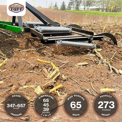 Field Tuff 3 Point Chisel Plow for Category 1 Tractors, Working Width of 65"