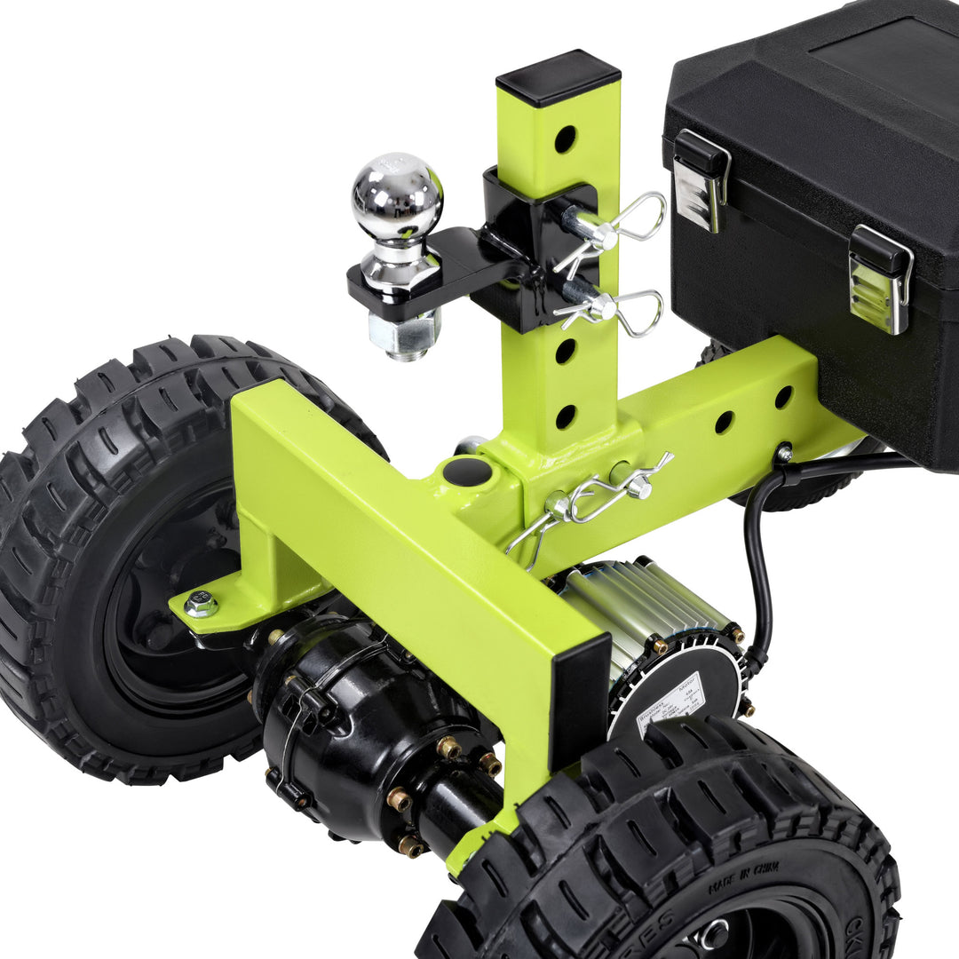 Tow Tuff Electric Trailer Dolly, 24V Motor, Adjustable Hitch, 4500 Lb Cap, Green