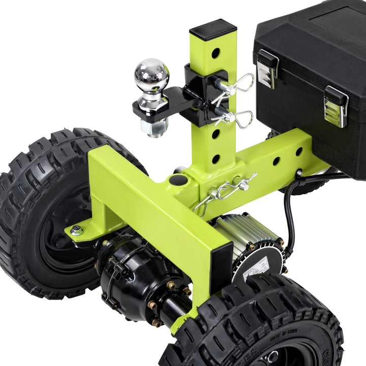 Tow Tuff Electric Trailer Dolly, 24V Motor, Adjustable Hitch, 4500 Lb Cap, Green