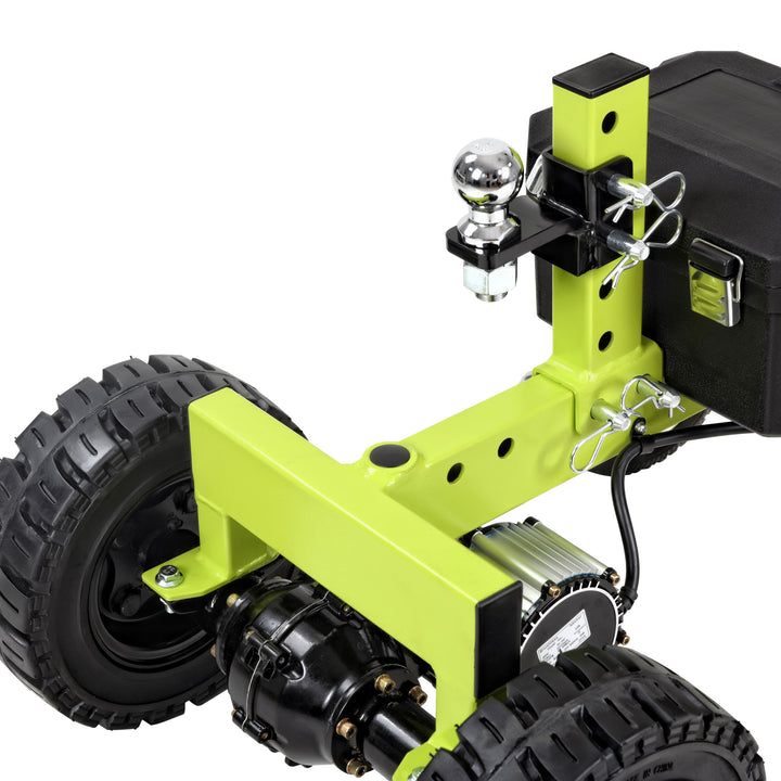 Tow Tuff Electric Trailer Dolly, 24V Motor, Adjustable Hitch, 4500 Lb Cap, Green