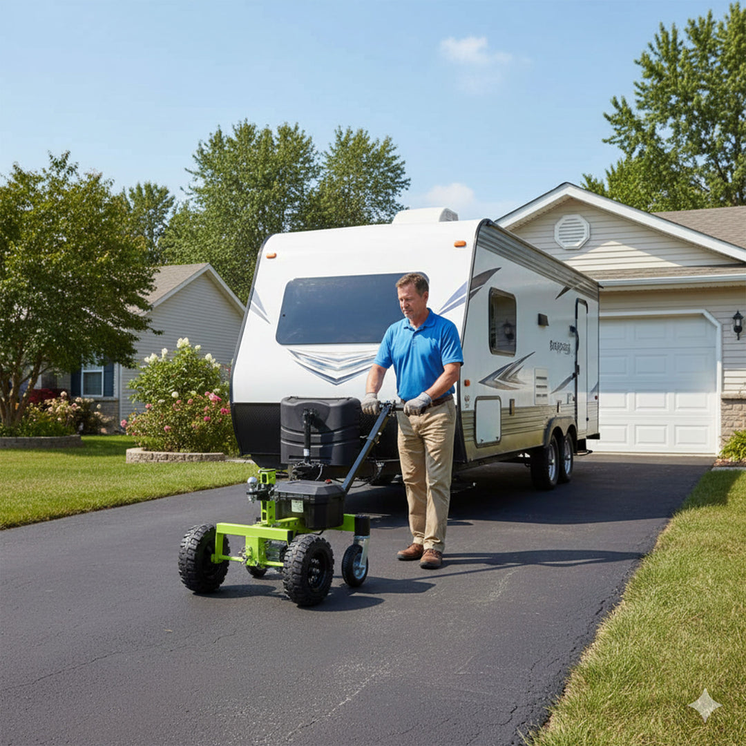 Tow Tuff Electric Trailer Dolly, 24V Motor, Adjustable Hitch, 4500 Lb Cap, Green