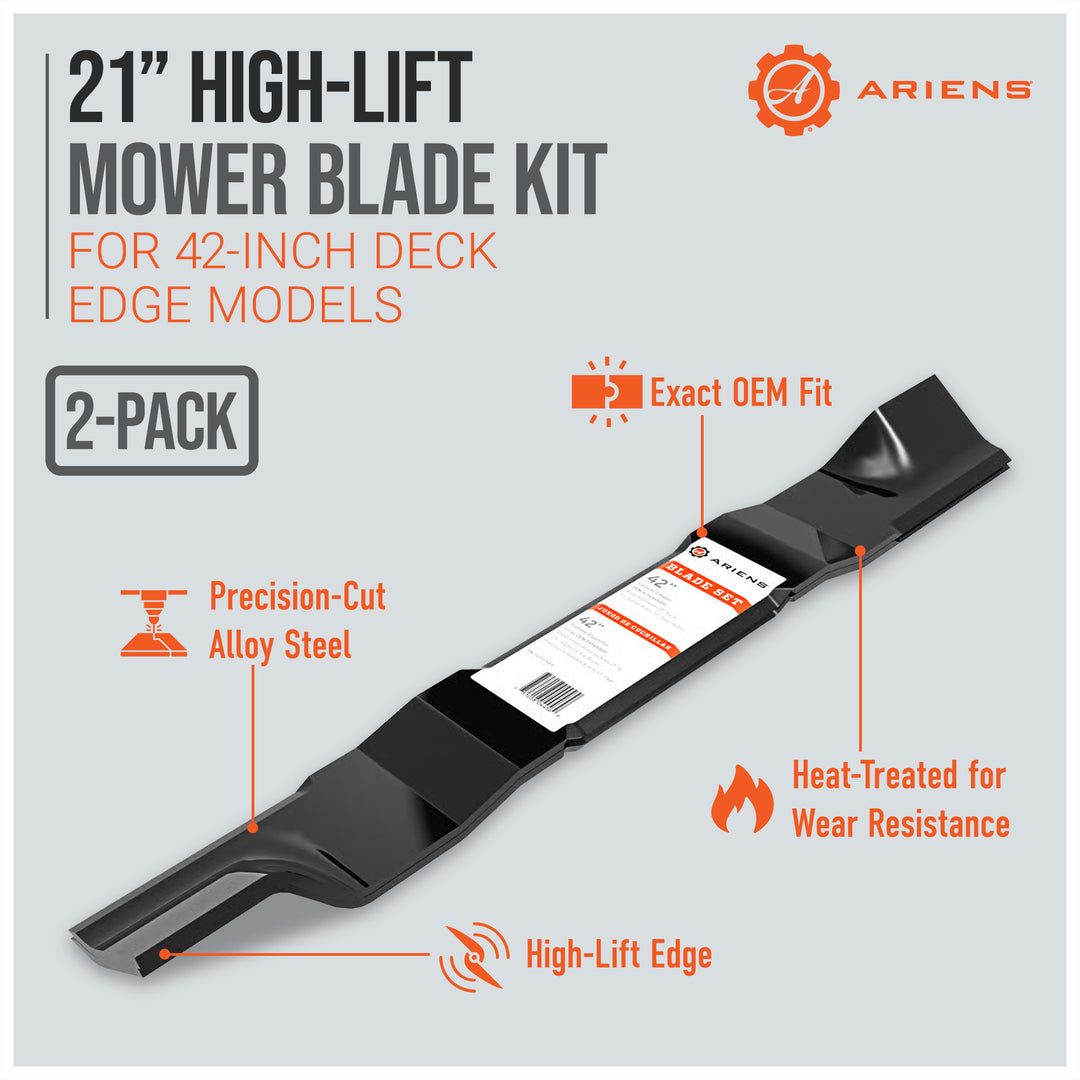 Ariens 2 Pack Alloy Steel High-Lift 21" Mower Blades for 42" Deck EDGE Models