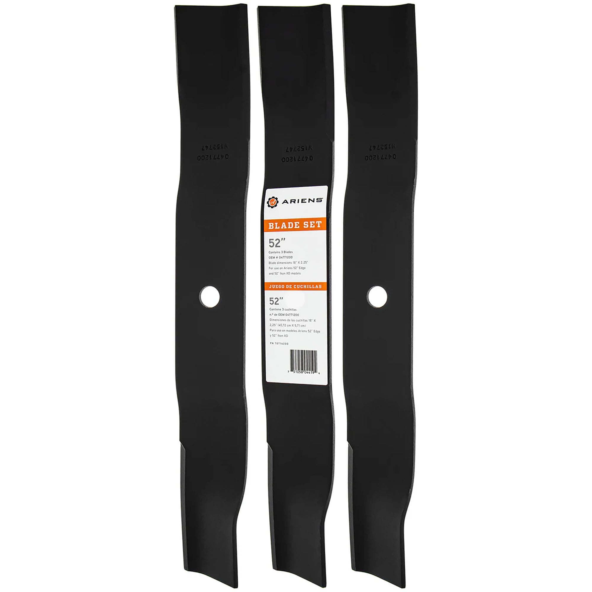 Ariens 3 Pack Alloy Steel High-Lift 18" Mower Blades for 52" Deck (Open Box) - VMInnovations