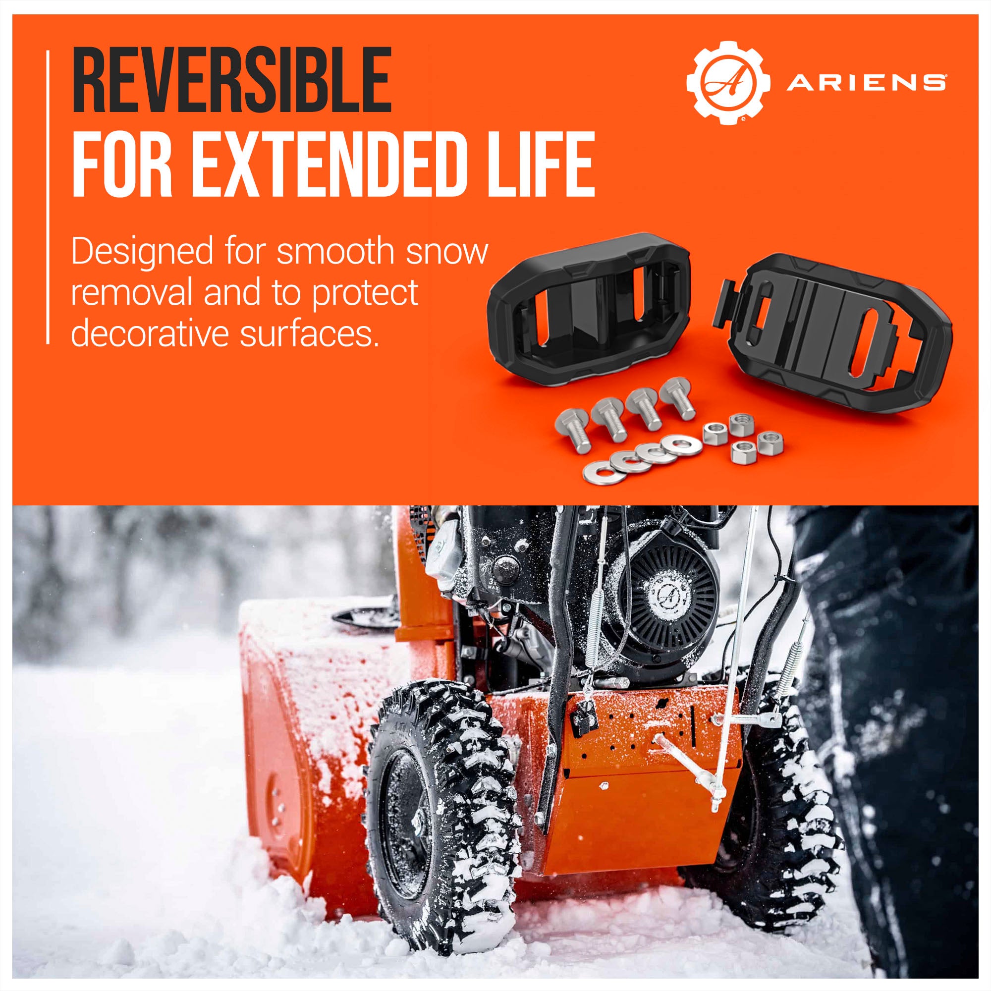 Ariens Set of 2 Reversible Composite Skid Shoe Kit, Snowblower Replacement Parts