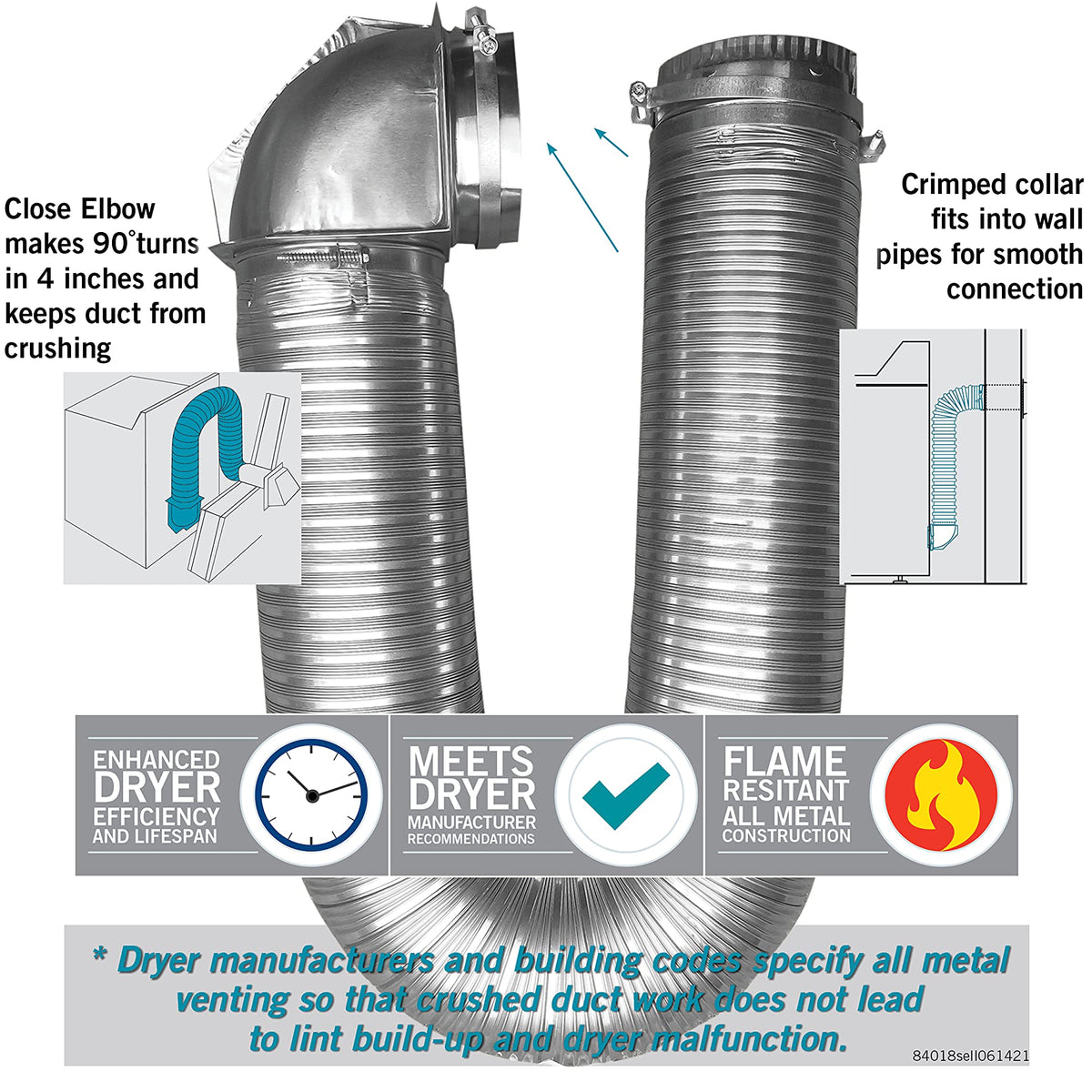 Builder's Best SAF-T Metal Elbow Dryer Vent Duct Kit, 4" Diameter, 8ft (Used)